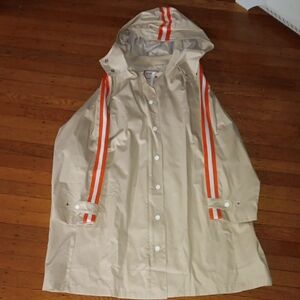 Hunter pale pink hooded rain jacket with red logo trim
